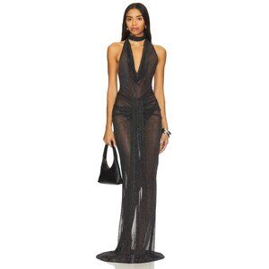 NBD The Alessandra Gown in Black & Silver Sheer XXSmall New Without Tags Womens